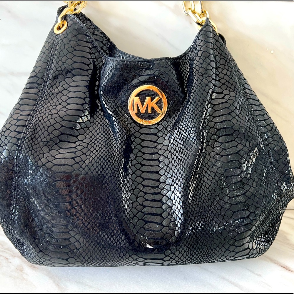 Micheal kors Black leather snakeskin shoulder bag